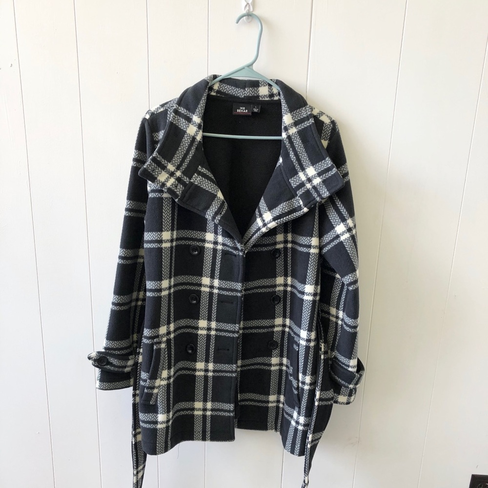 Black and White Plaid Coat